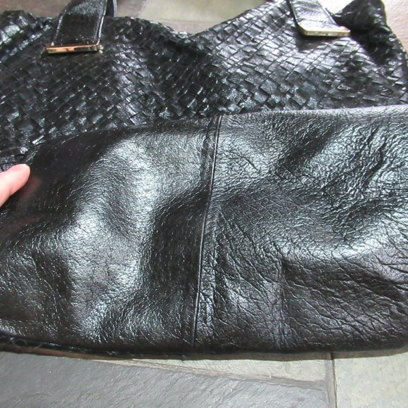 Elliot Lucca Black Leather Woven Tote Bag - Picture 2 of 5